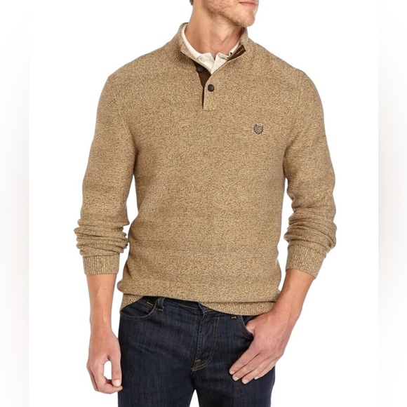 🌹CHAPS 3-BUTTON 1/4 MOCK NECK MARLED TWIST SWEATER - Picture 1 of 6